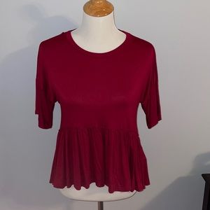 Dark red ruffle top